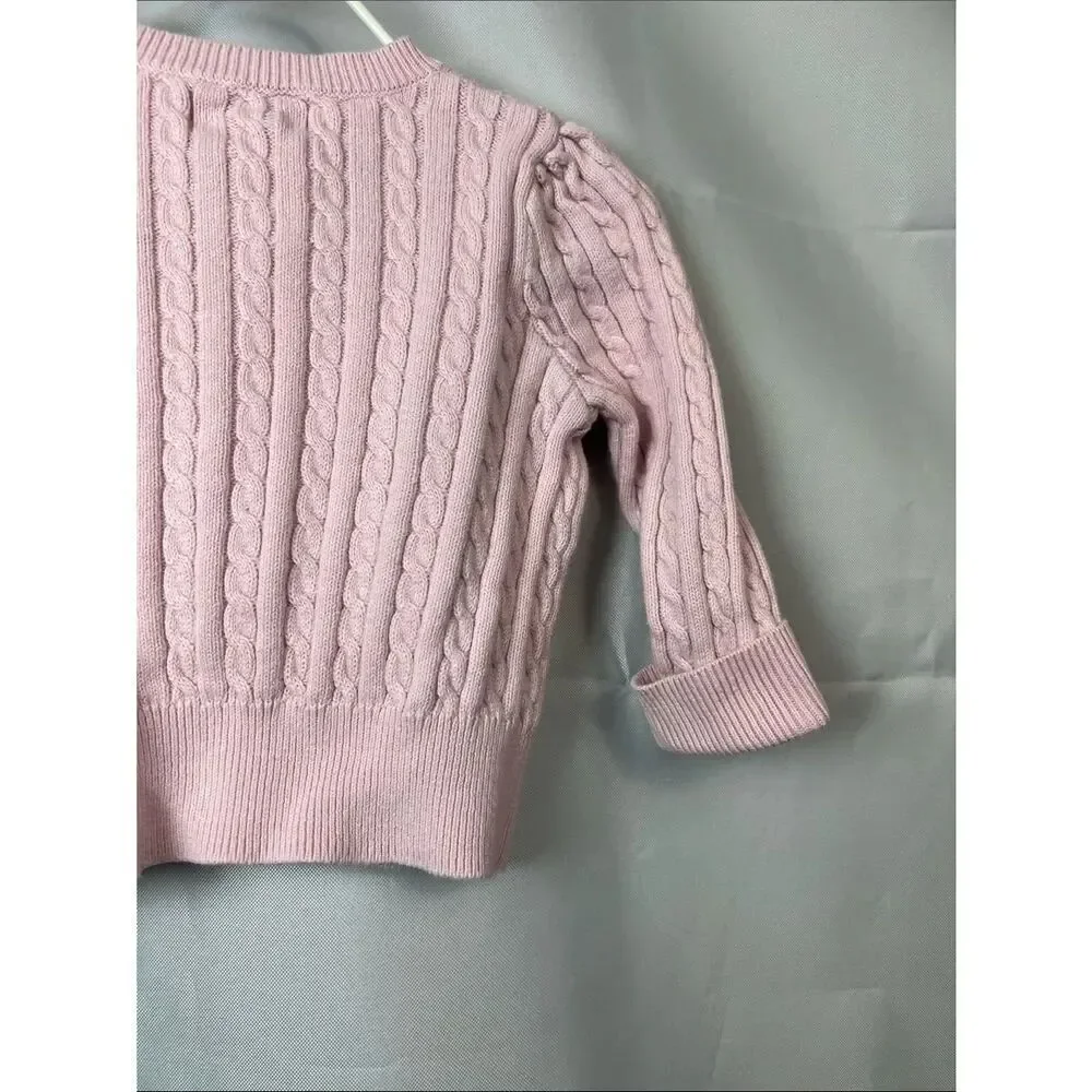 Ralph Lauren baby pink cotton cable cardigan sweater size 9 months